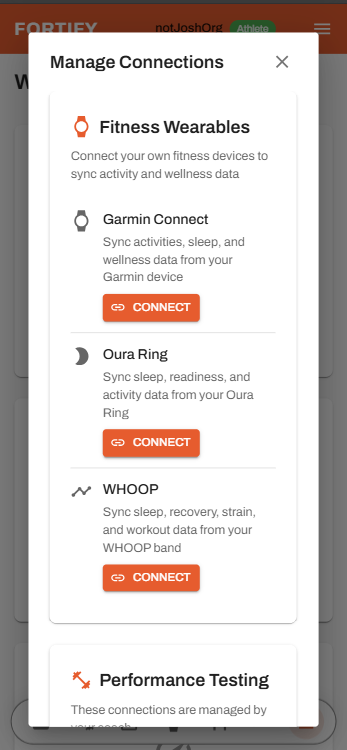 Wearable connection screen
