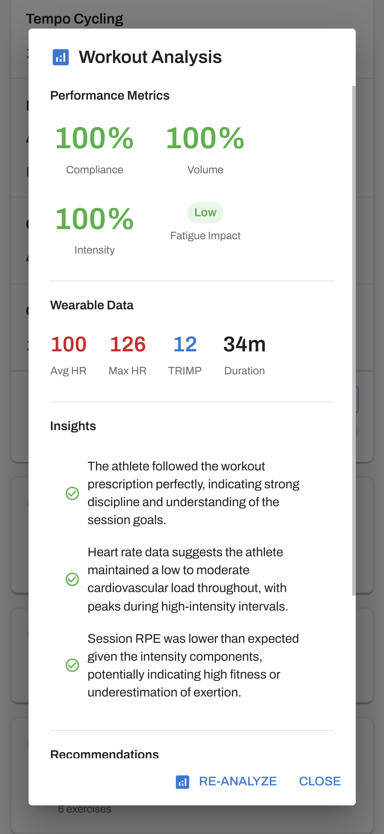 Fortify workout analysis